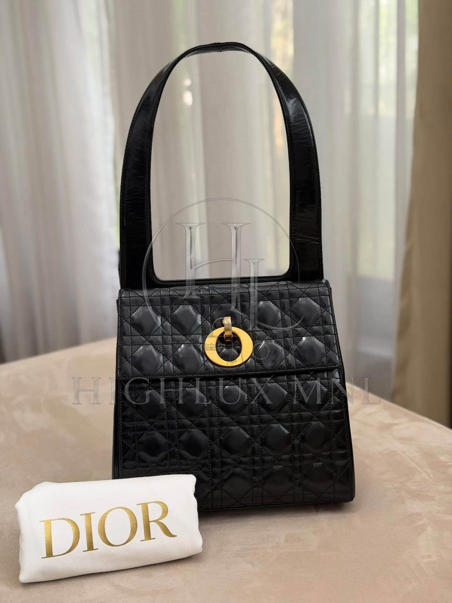 Dior Cannage Patent Shoulder Bag