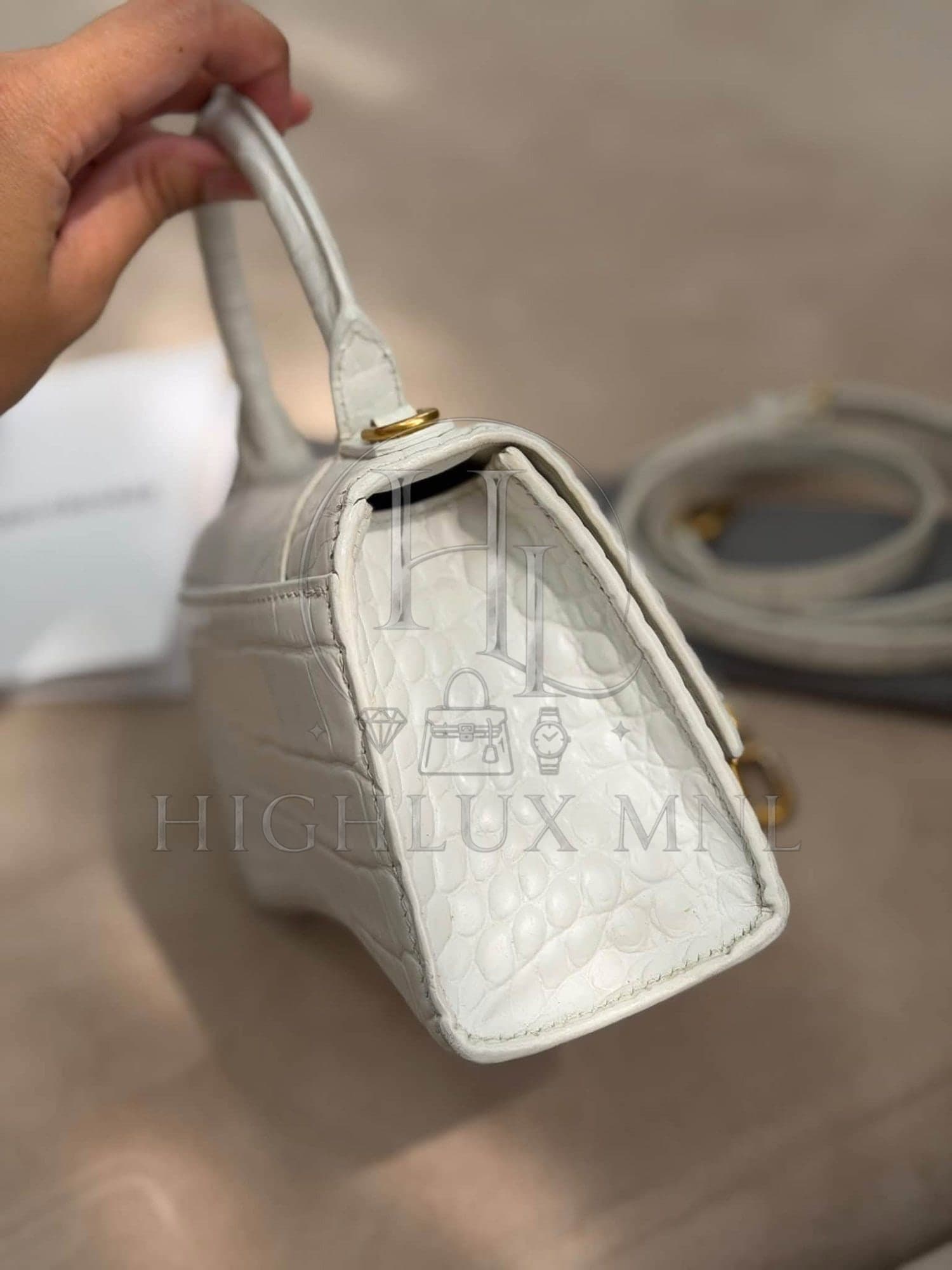 Balenciaga Hour Glass Top Handle Croc Embossed — photo 4