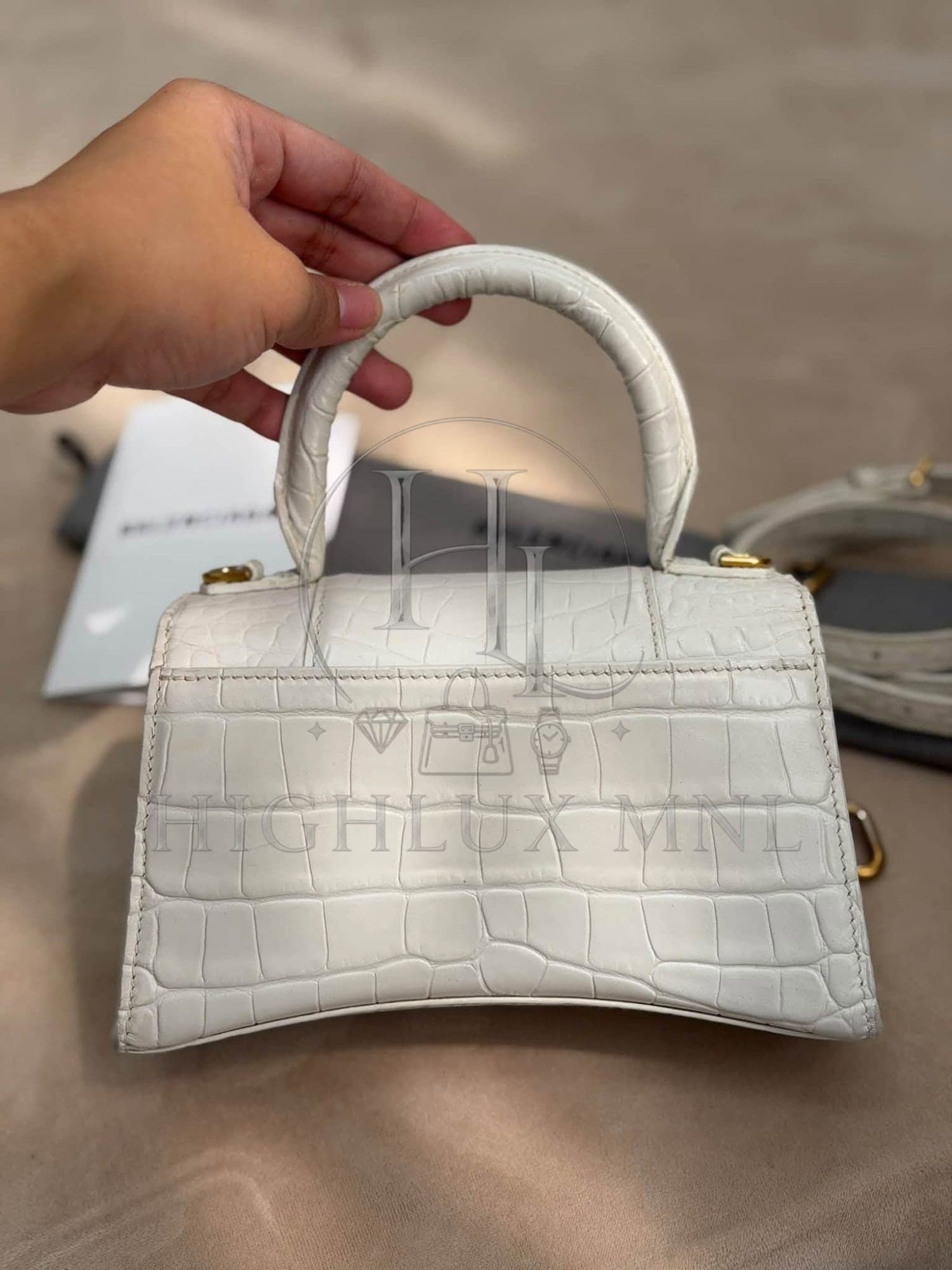 Balenciaga Hour Glass Top Handle Croc Embossed — photo 3