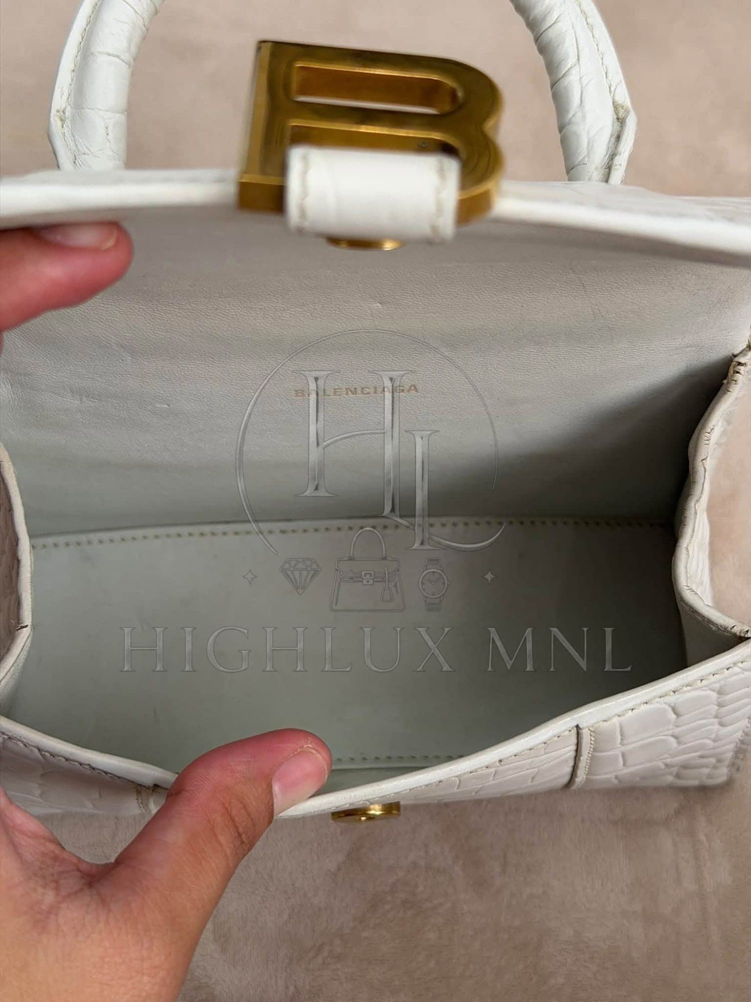 Balenciaga Hour Glass Top Handle Croc Embossed — photo 9
