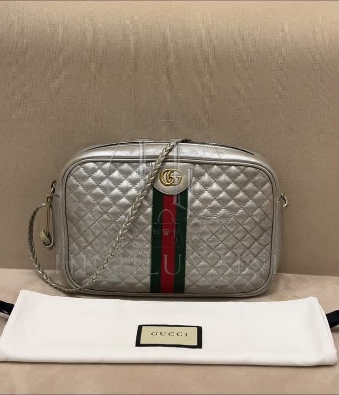 Gucci Trapuntata Ophidia Silver Camera Bag
