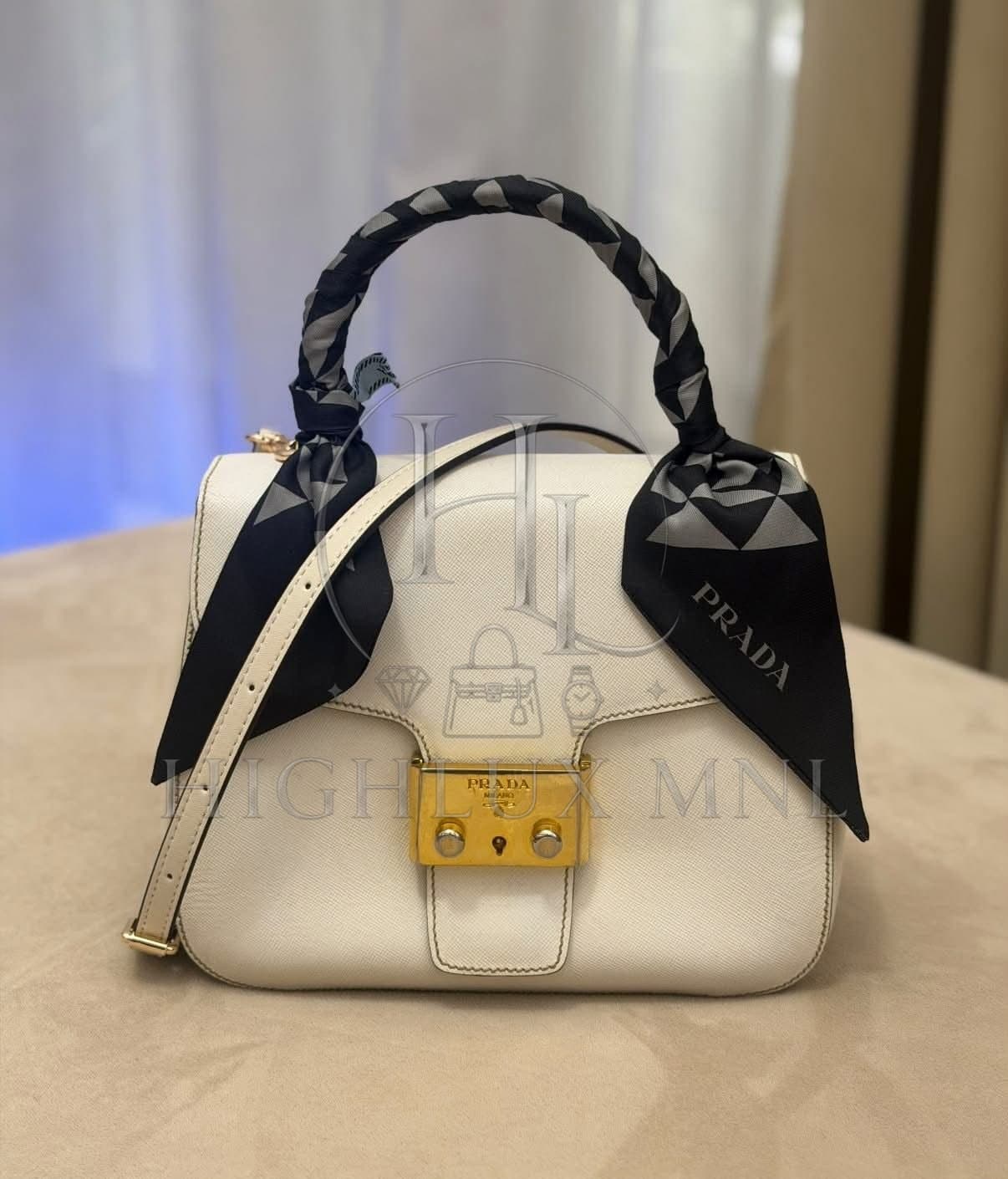 Prada Saffiano Sound Lock Satchel Handbag