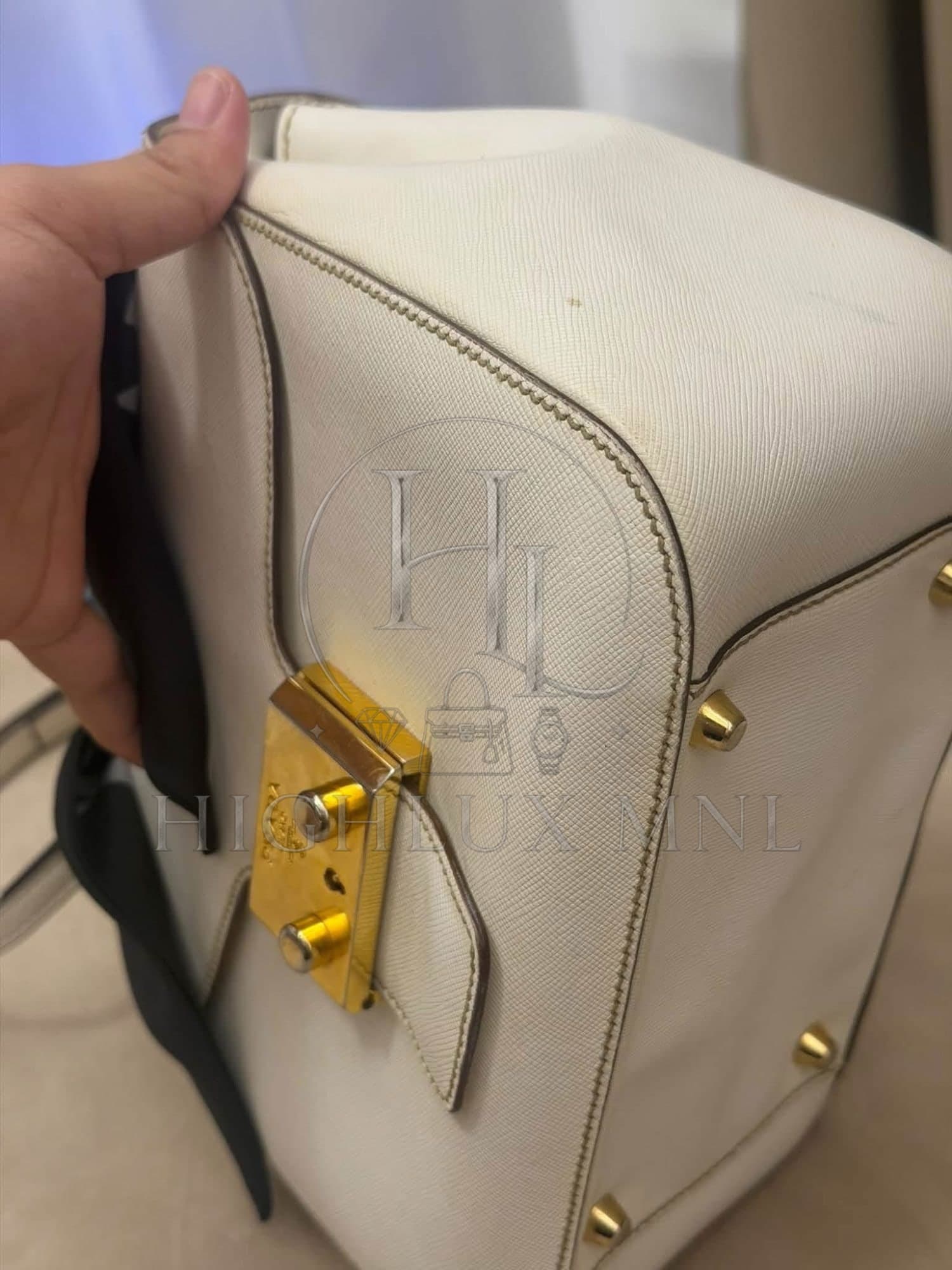Prada Saffiano Sound Lock Satchel Handbag — photo 7