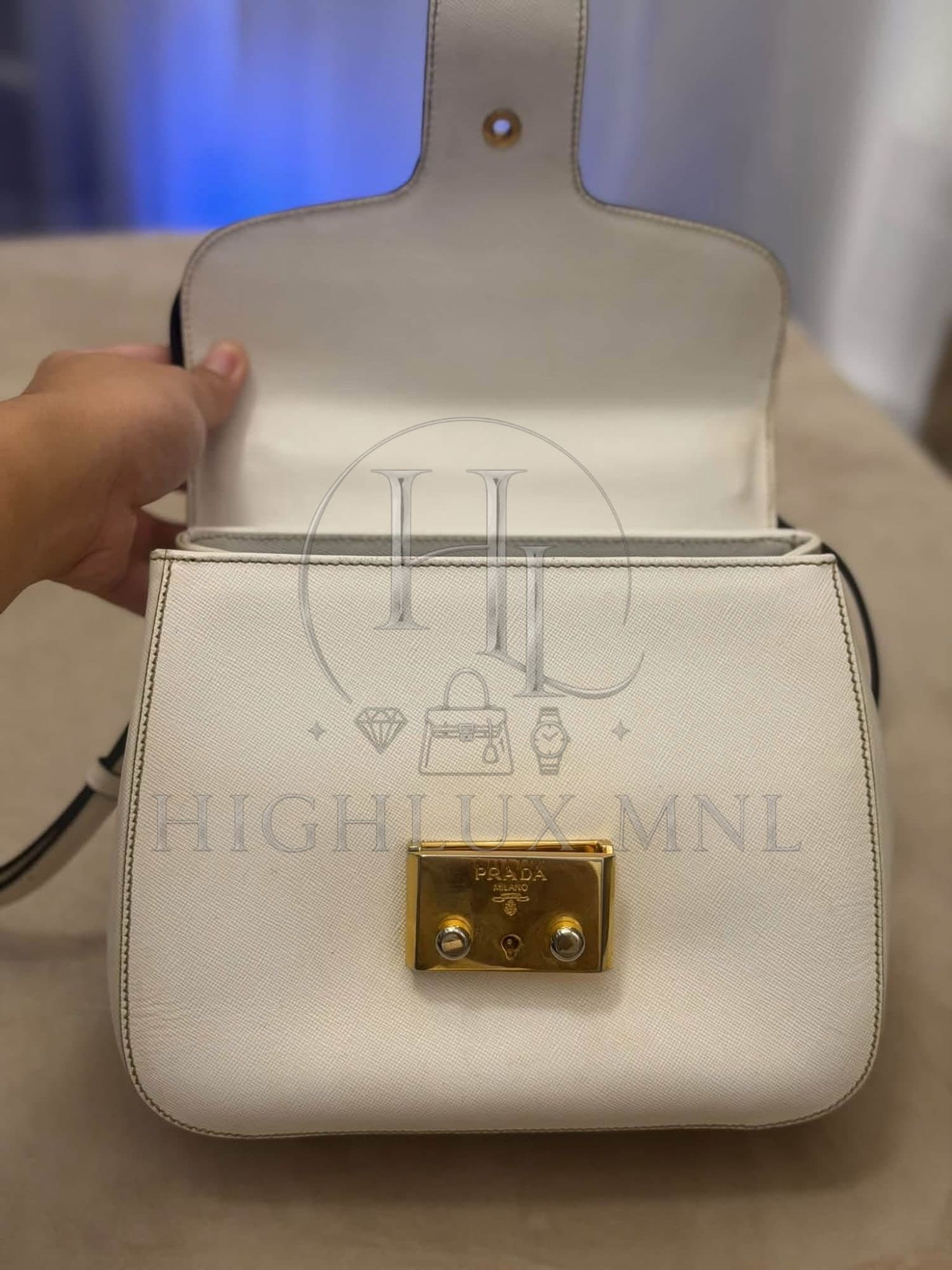 Prada Saffiano Sound Lock Satchel Handbag — photo 10