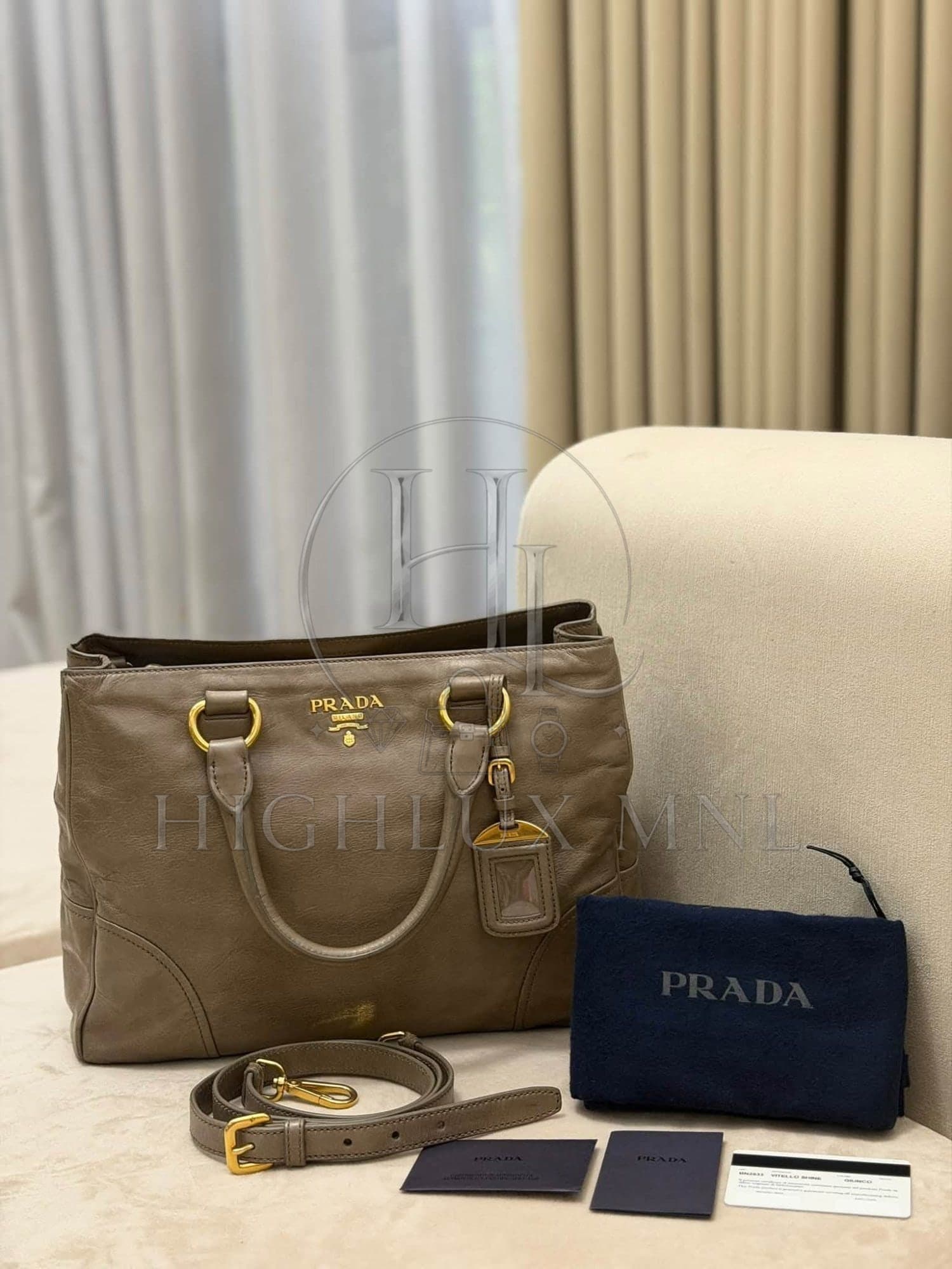 Prada Vitello Shine Satchel Bag