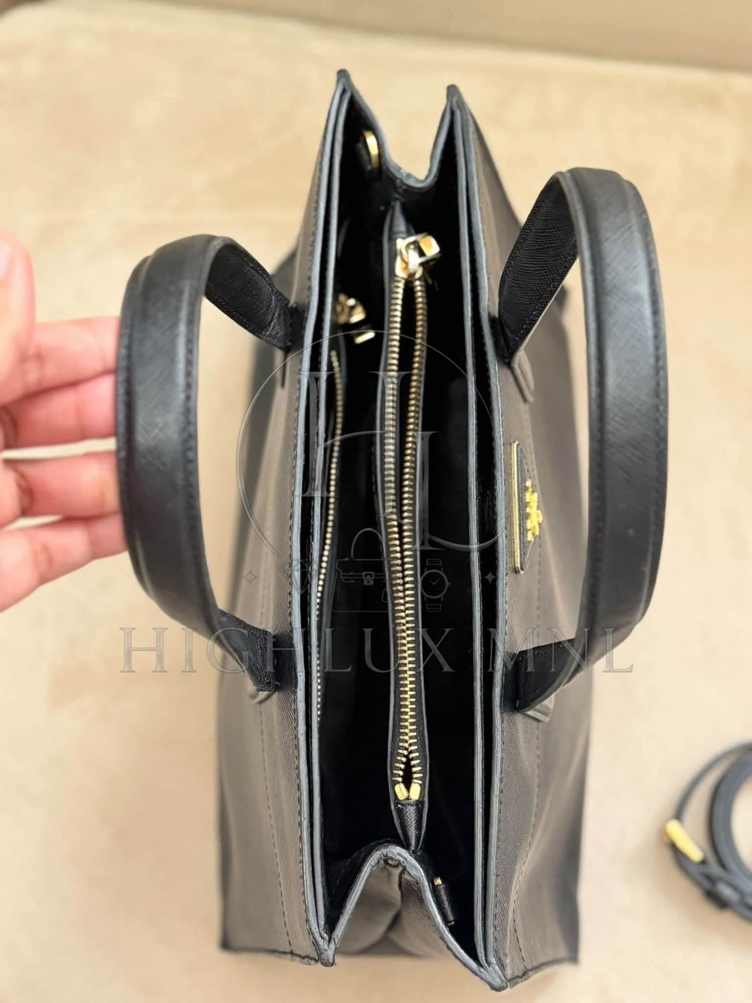 Prada Saffiano Leather Black Tote Bag — photo 5