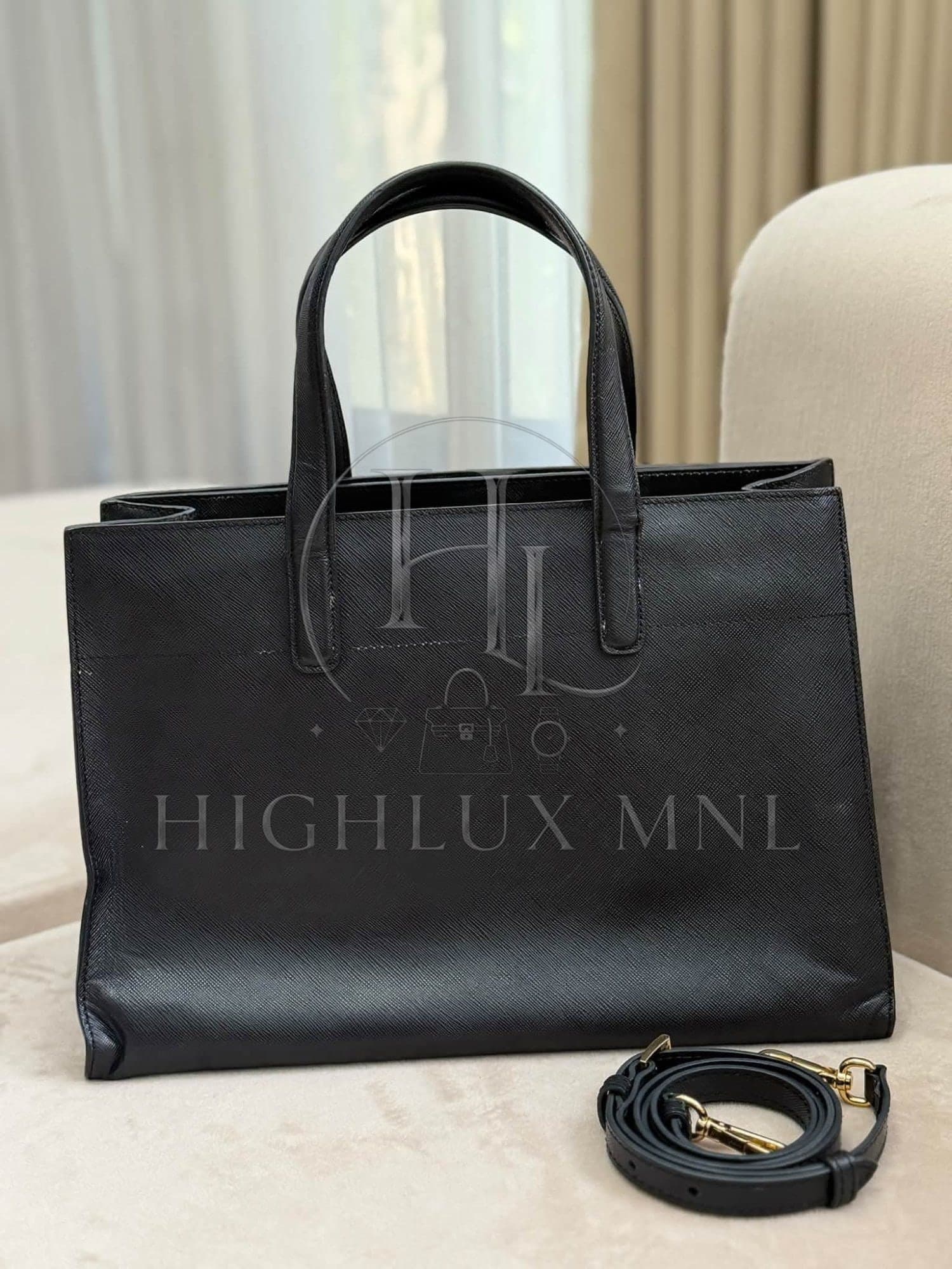 Prada Saffiano Leather Black Tote Bag — photo 2