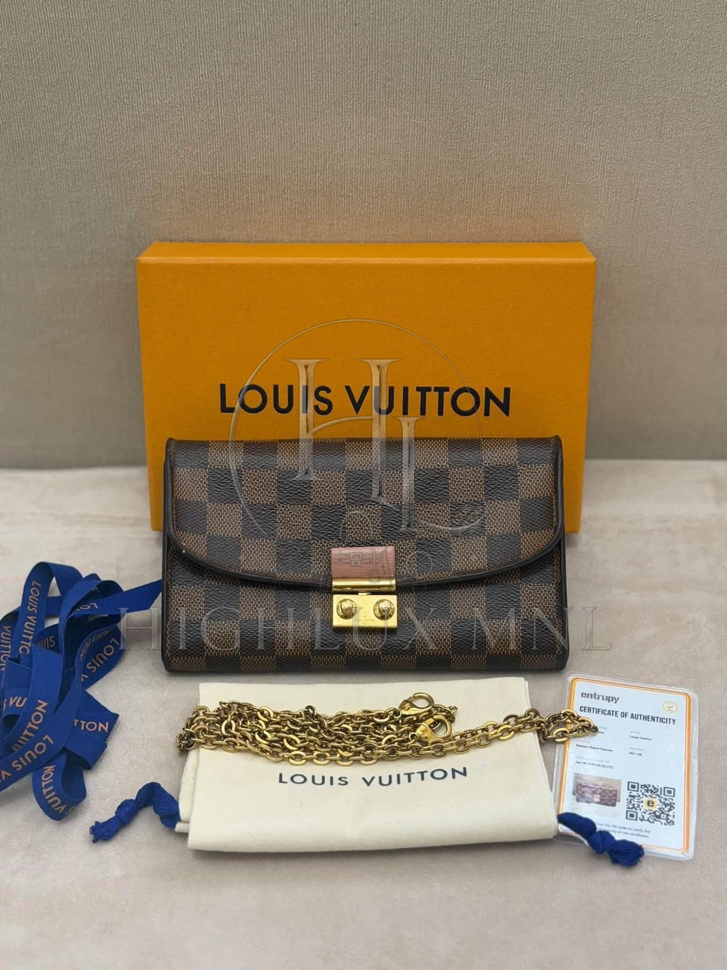 Louis Vuitton Damier Ebene Croissette Wallet on Chain