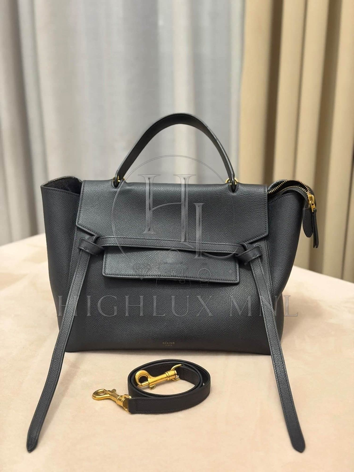 Celine Black Grained Calfskin Belt Bag