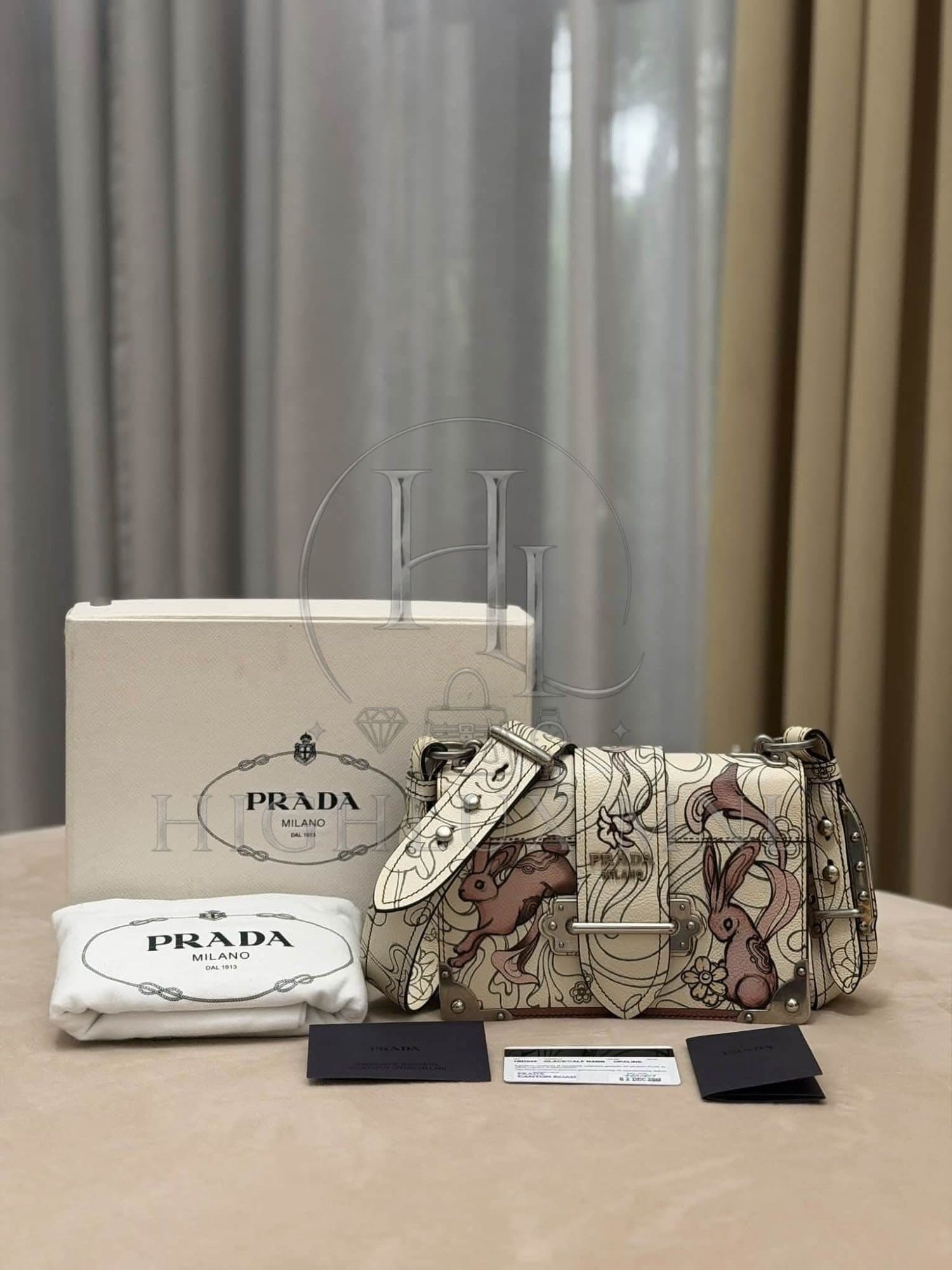 Prada Limited Edition Rabbit Print Cahier Bag