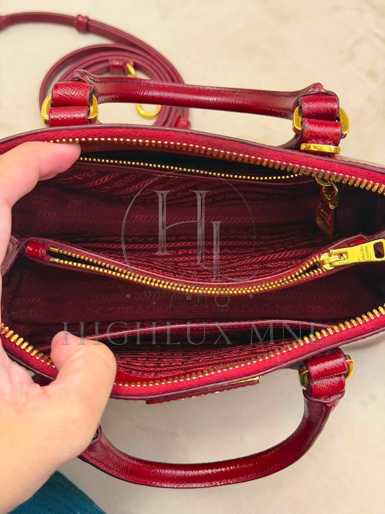 Prada Vernice Promenade Burgundy Color — photo 13