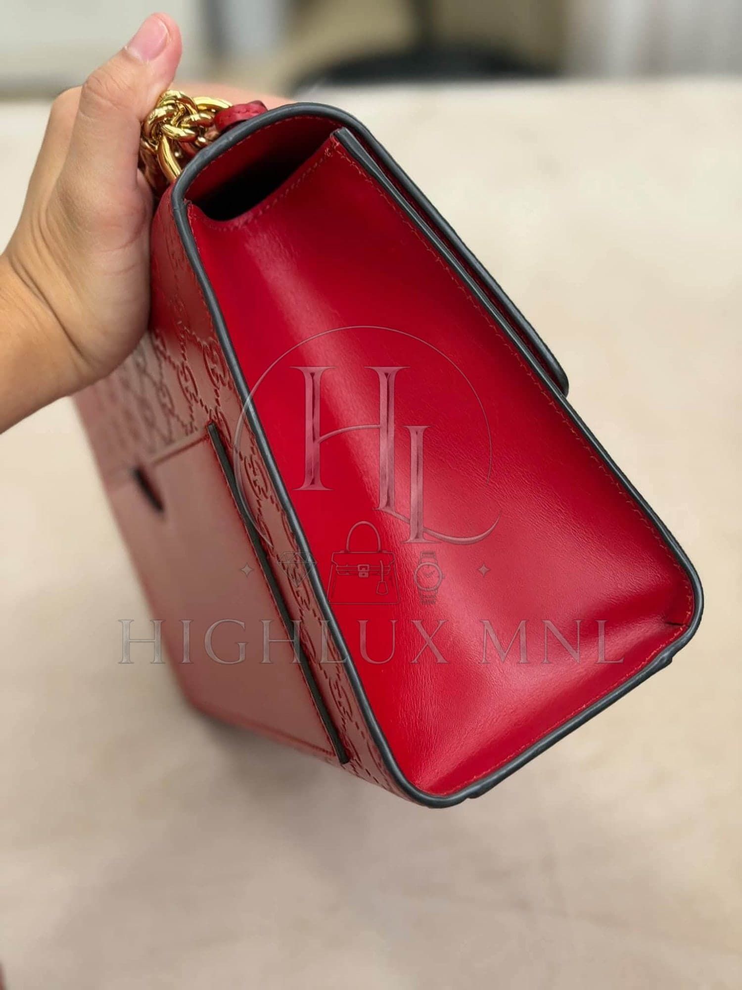 Gucci Red Guccissima Padlock in Medium Size — photo 5