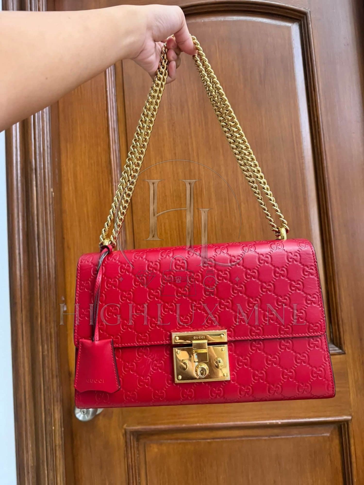 Gucci Red Guccissima Padlock in Medium Size