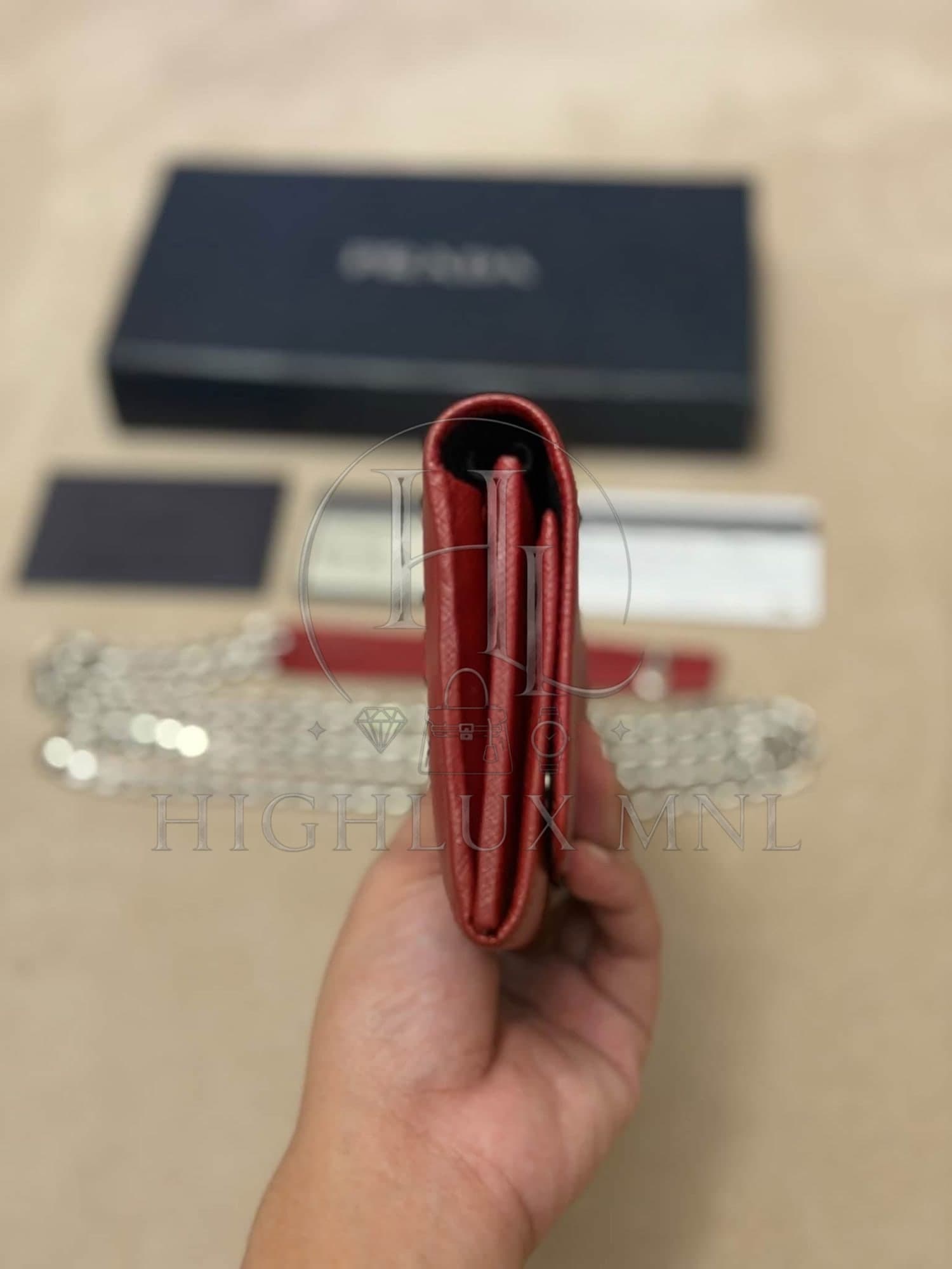 Prada Saffiano Burgundy Wallet on Chain — photo 5