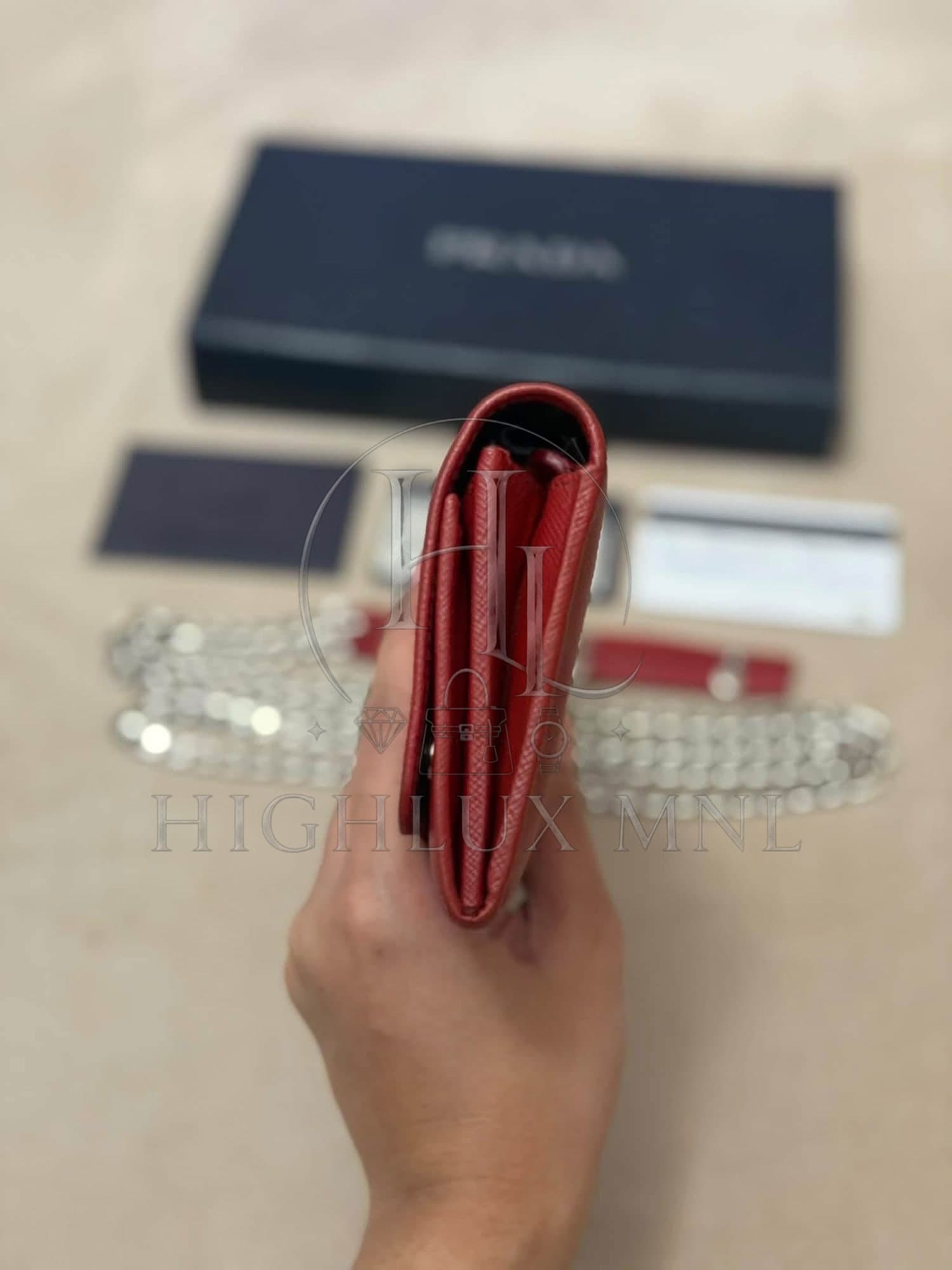 Prada Saffiano Burgundy Wallet on Chain — photo 4
