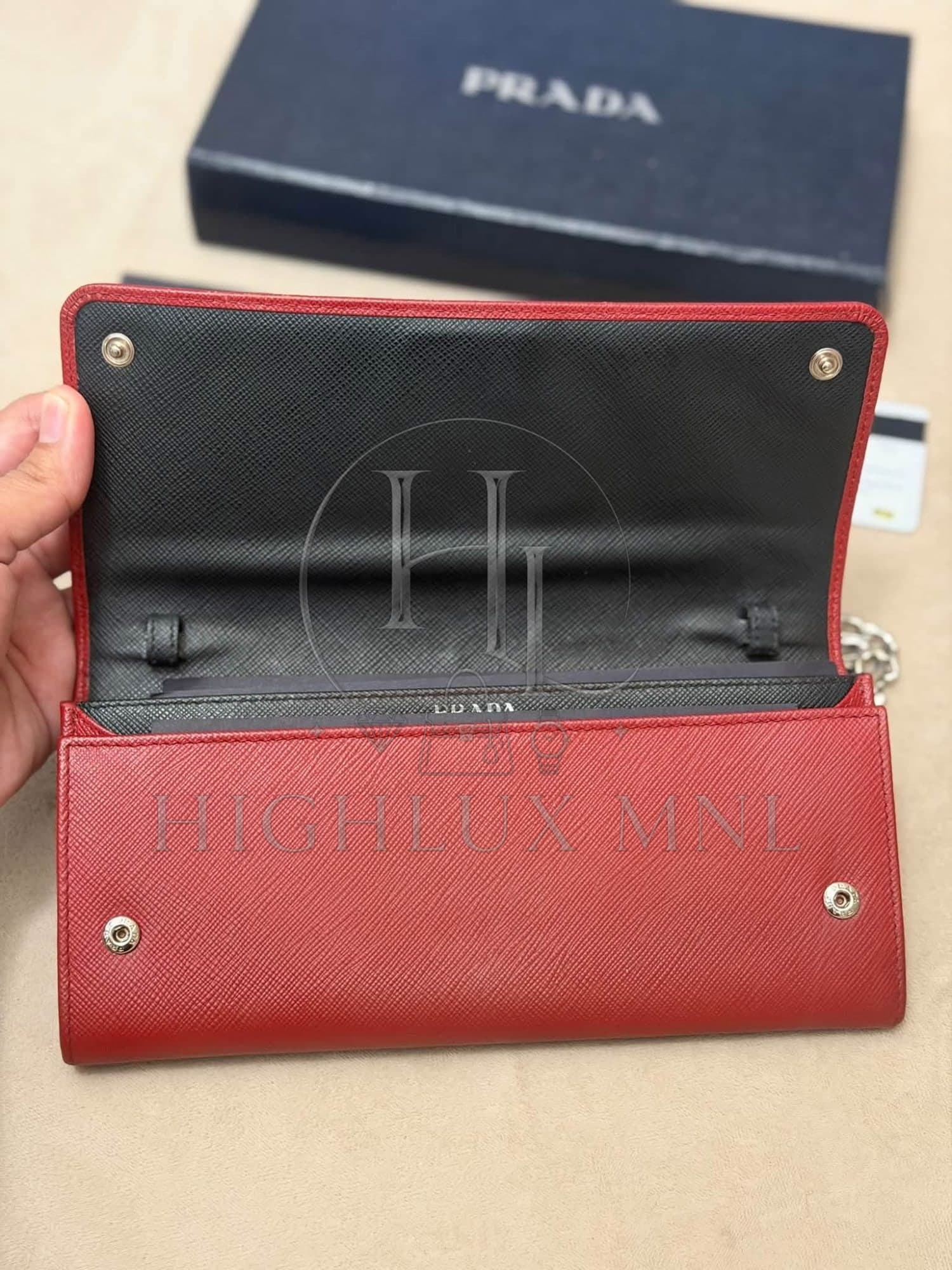 Prada Saffiano Burgundy Wallet on Chain — photo 8