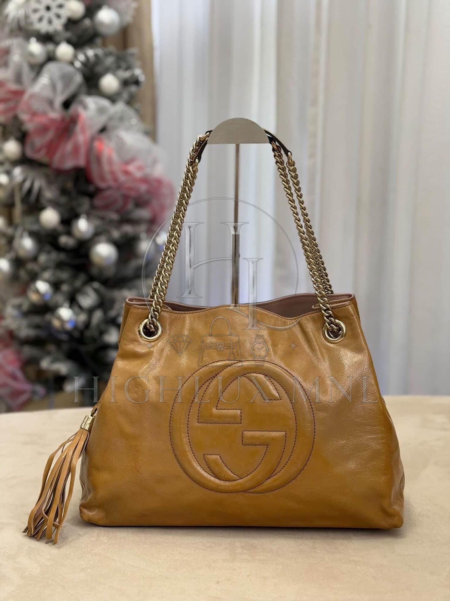 Gucci Patent Soho Chain Tote Bag