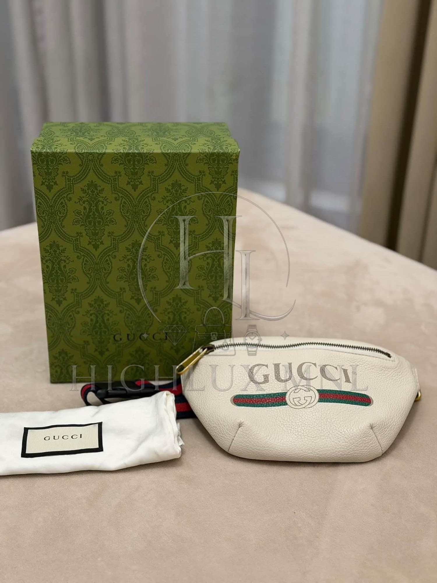 Gucci Print Leather Small Belt Bag