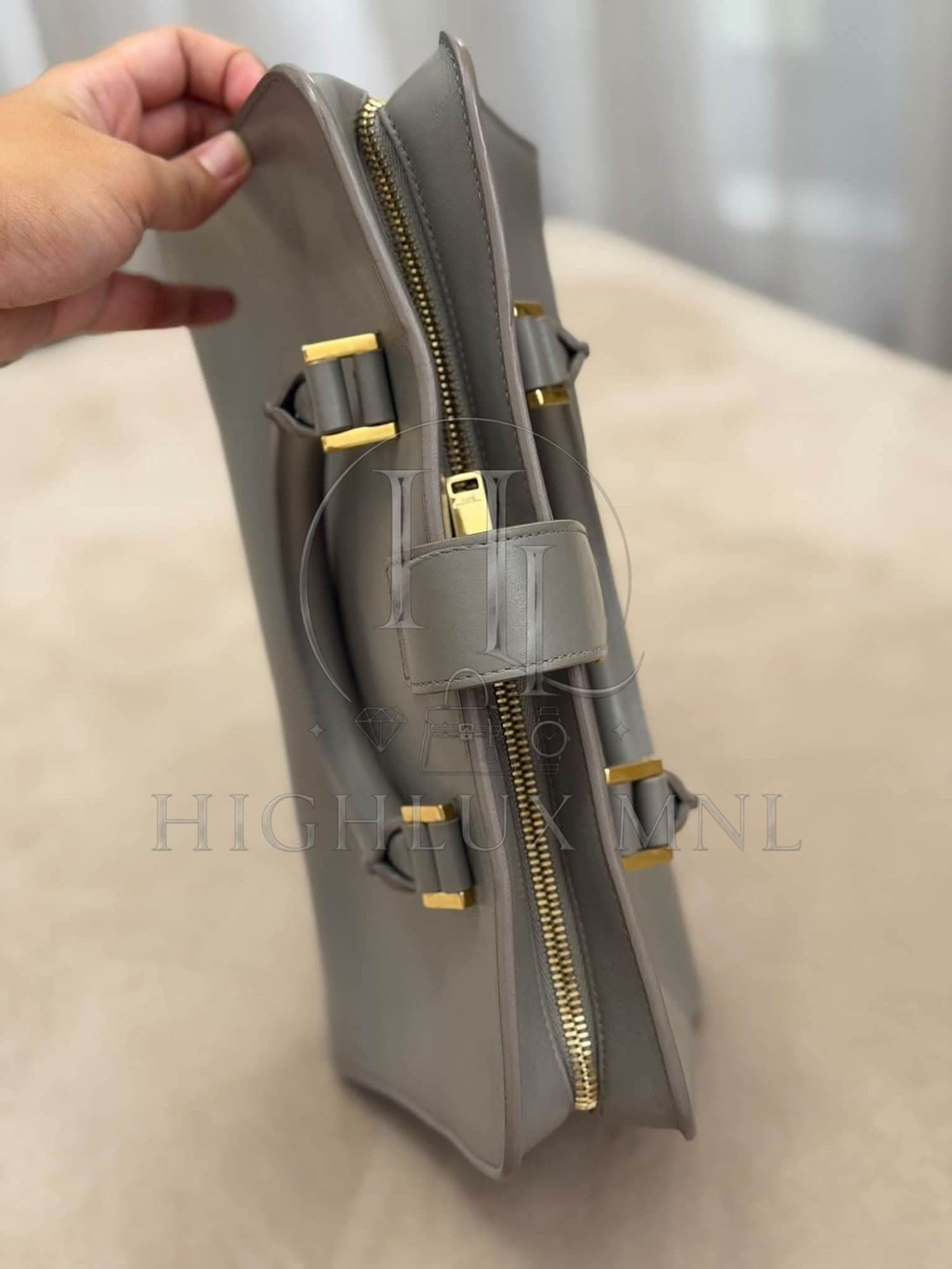YSL Classic Cabas Y Small Tote Bag in Gray color — photo 7