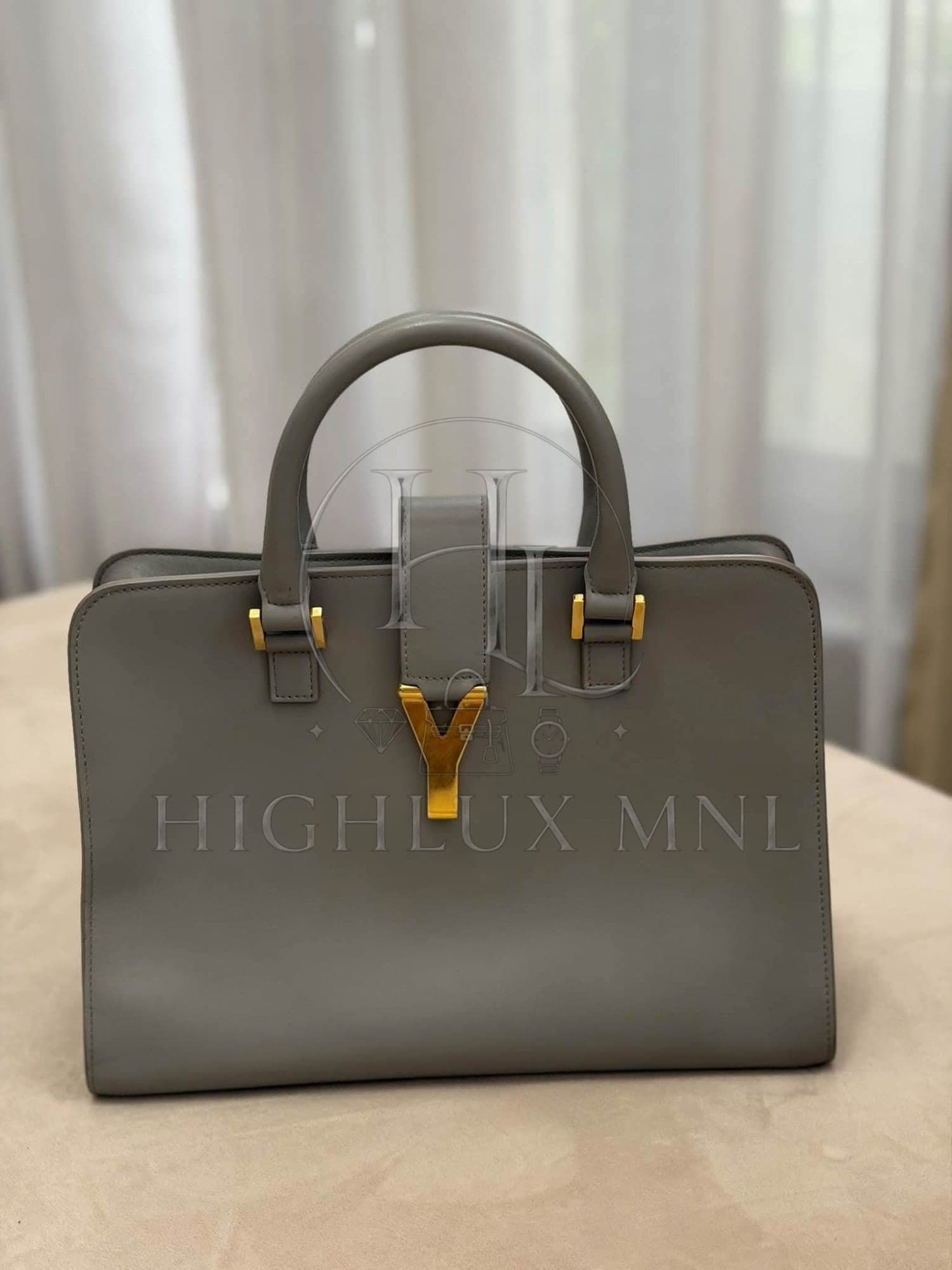 YSL Classic Cabas Y Small Tote Bag in Gray color