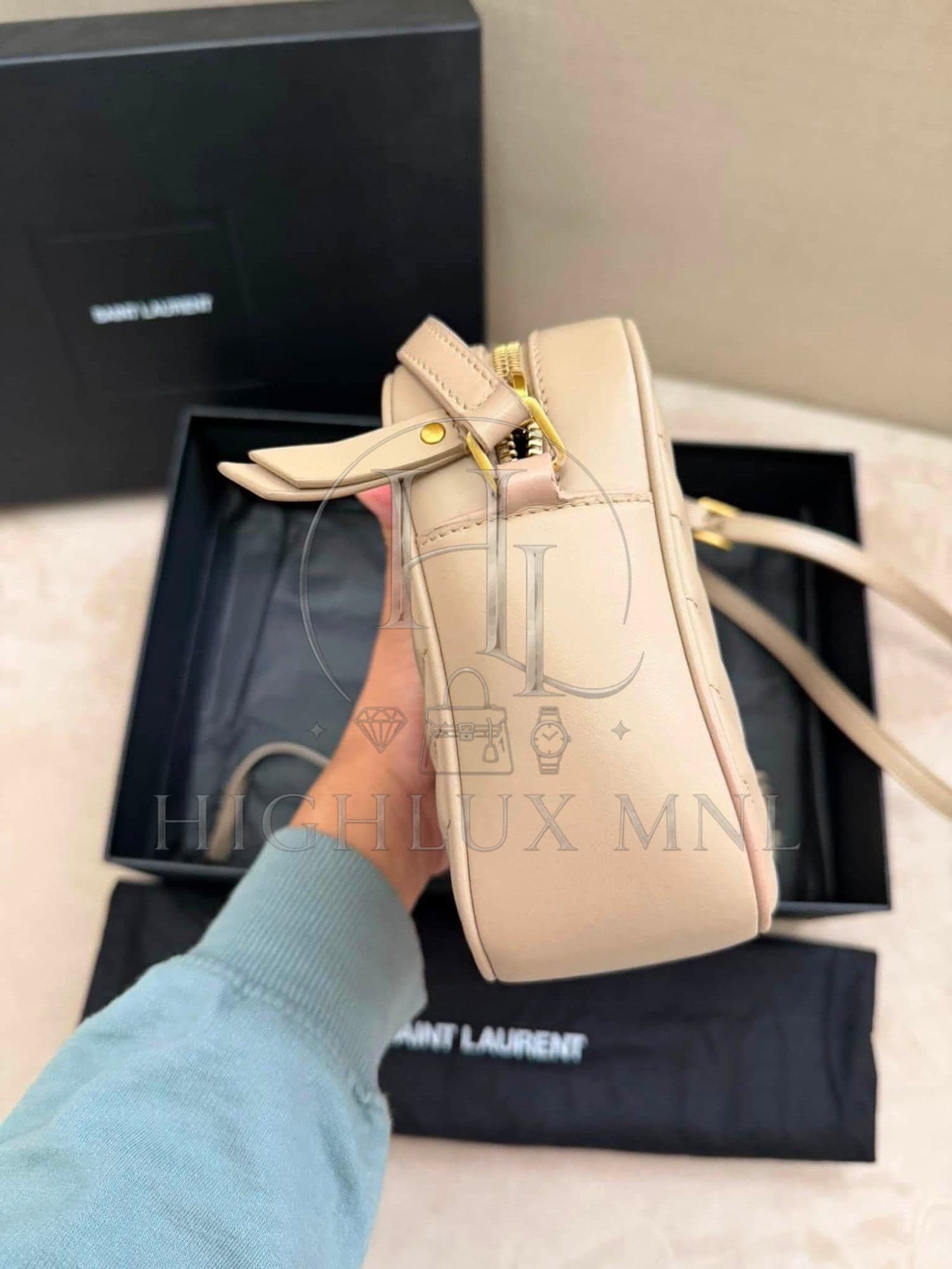 YSL Yves Saint Laurent Quilted Camera Lou in Beige — photo 4