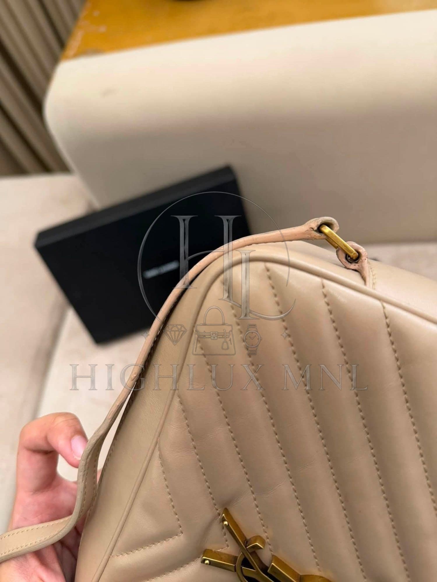 YSL Yves Saint Laurent Quilted Camera Lou in Beige — photo 6