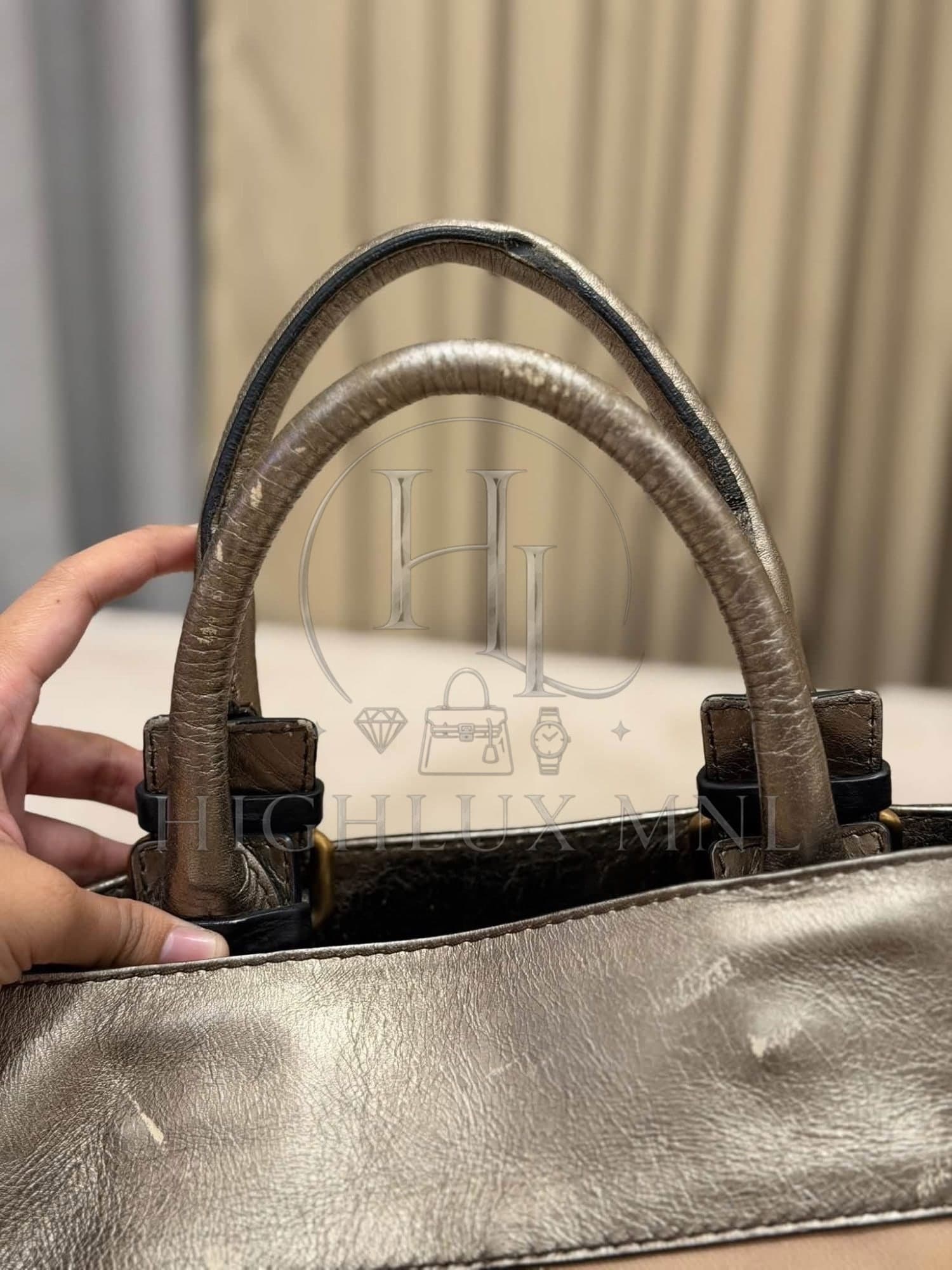 Chloe Metallic Canvas Leather Tote Bag — photo 10