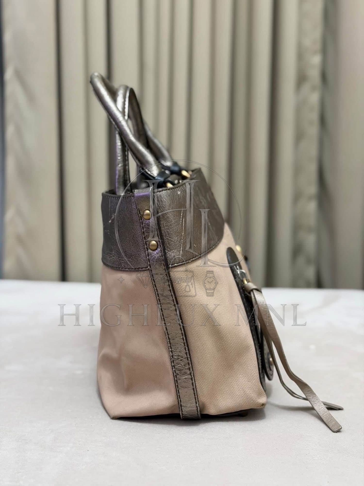 Chloe Metallic Canvas Leather Tote Bag — photo 3