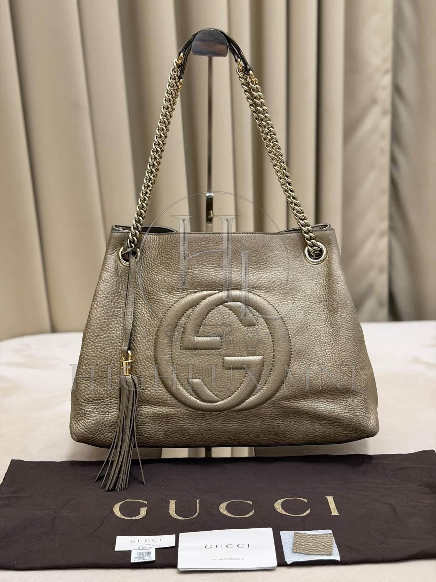 Gucci Soho Medium Metallic Chain Tote Bag